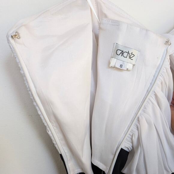 Cache (Vintage?) Strapless Column Gown Black and White Formal 8 - Picture 10 of 13